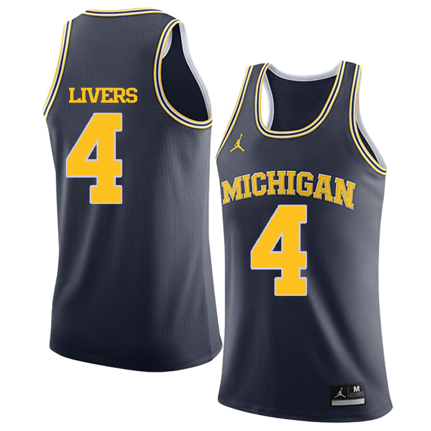 Men Jordan University of Michigan Basketball Navy 4 Livers Customized NCAA Jerseys